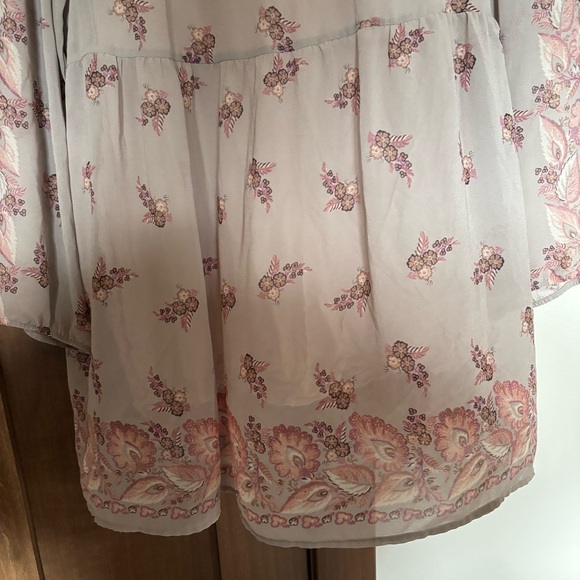 Anthropologie One September Fiora Floral Empire Top, Grey Size XL Pink Blush - Picture 8 of 12